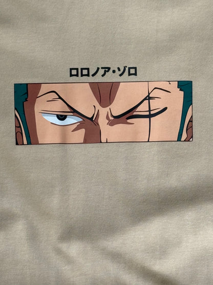 BEIGE ANIME WARRIOR BACKPRINT TSHIRT