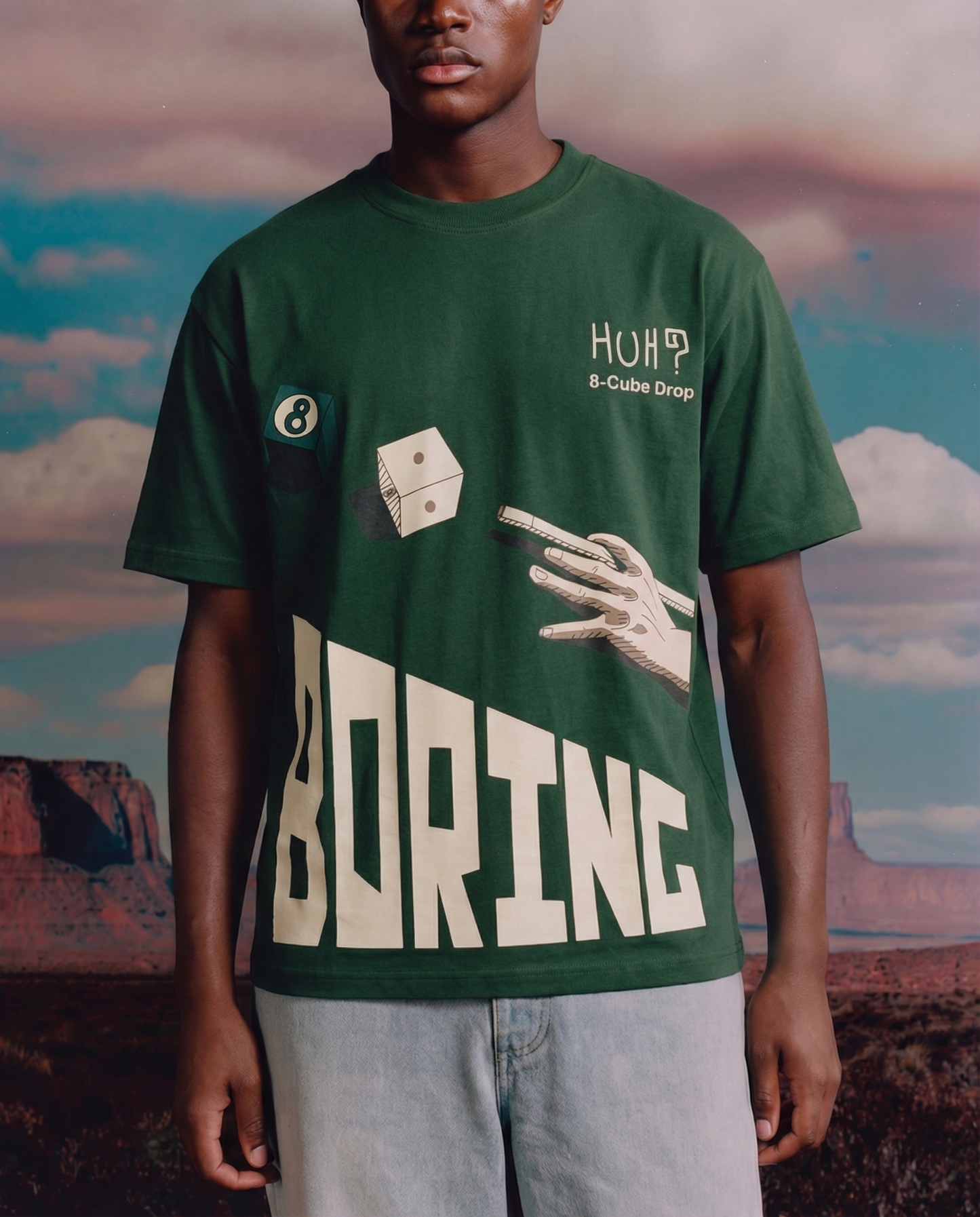 GREEN BORING 8 CUBE TSHIRT
