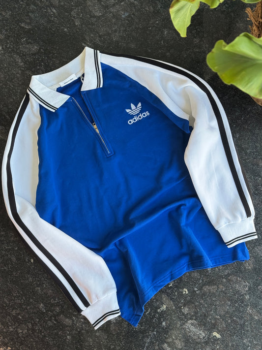 ADIDAS BLUE & WHITE SWEATSHIRT POLO