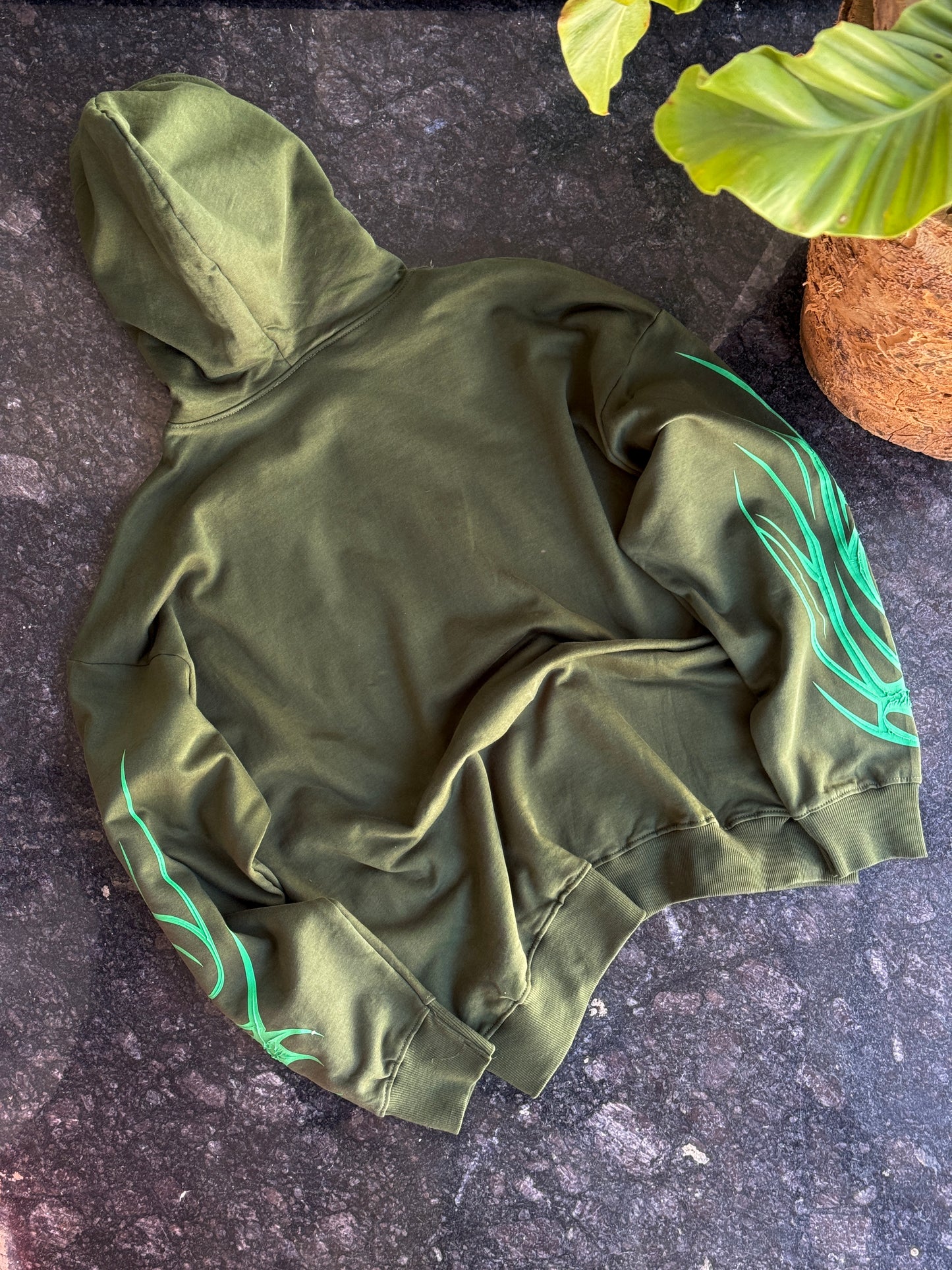 OLIVE GREEN LIGHTNING HOODIE