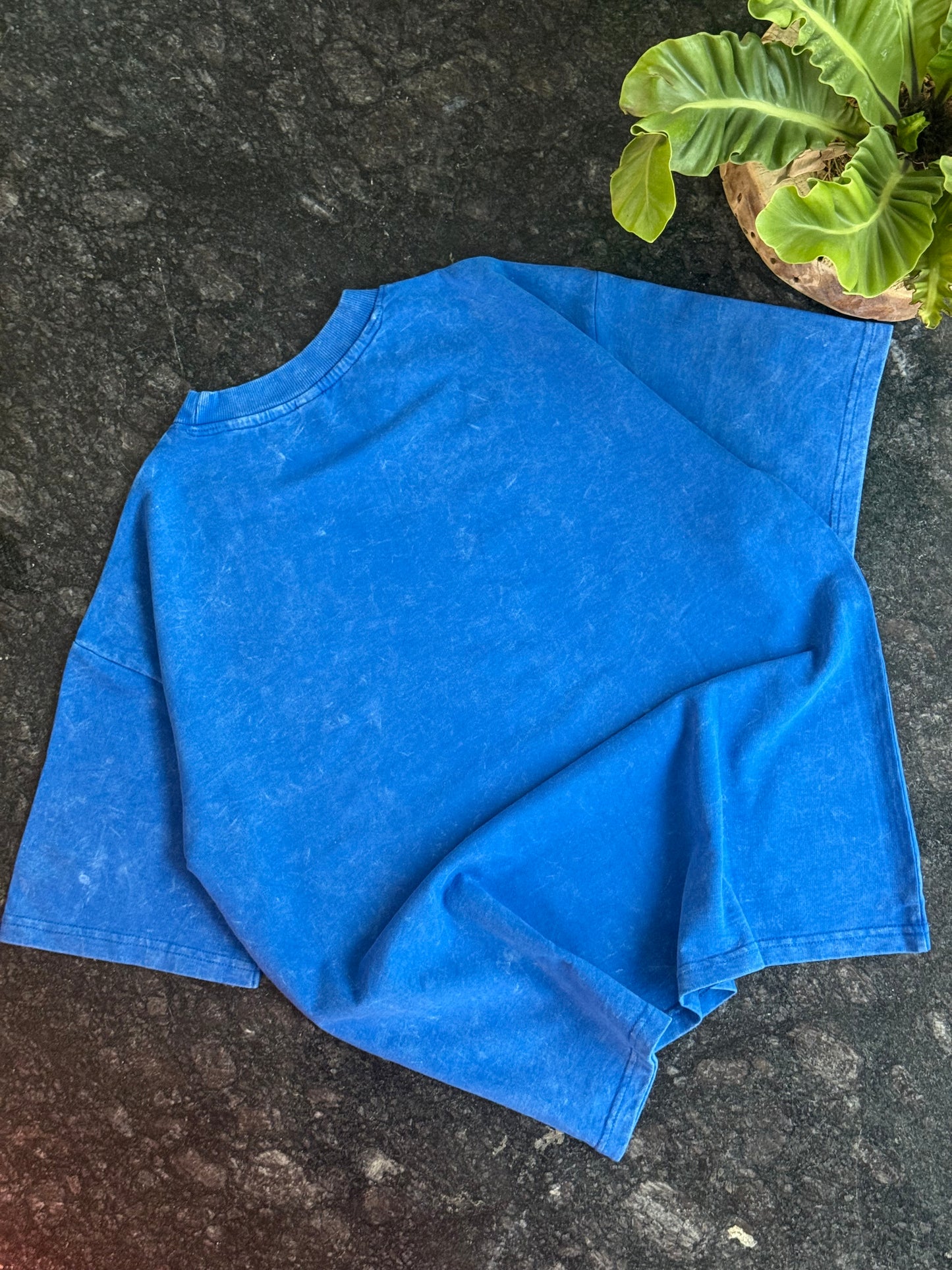 BLUE RICK AND MORTY ACID WASH OVERSIZED TSHIRT