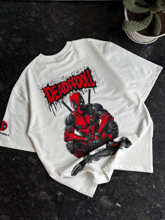 WHITE DEADPOOL GRAPHIC TSHIRT