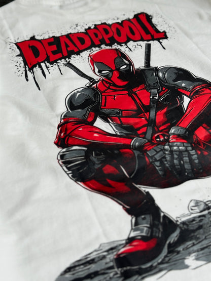 WHITE DEADPOOL GRAPHIC TSHIRT