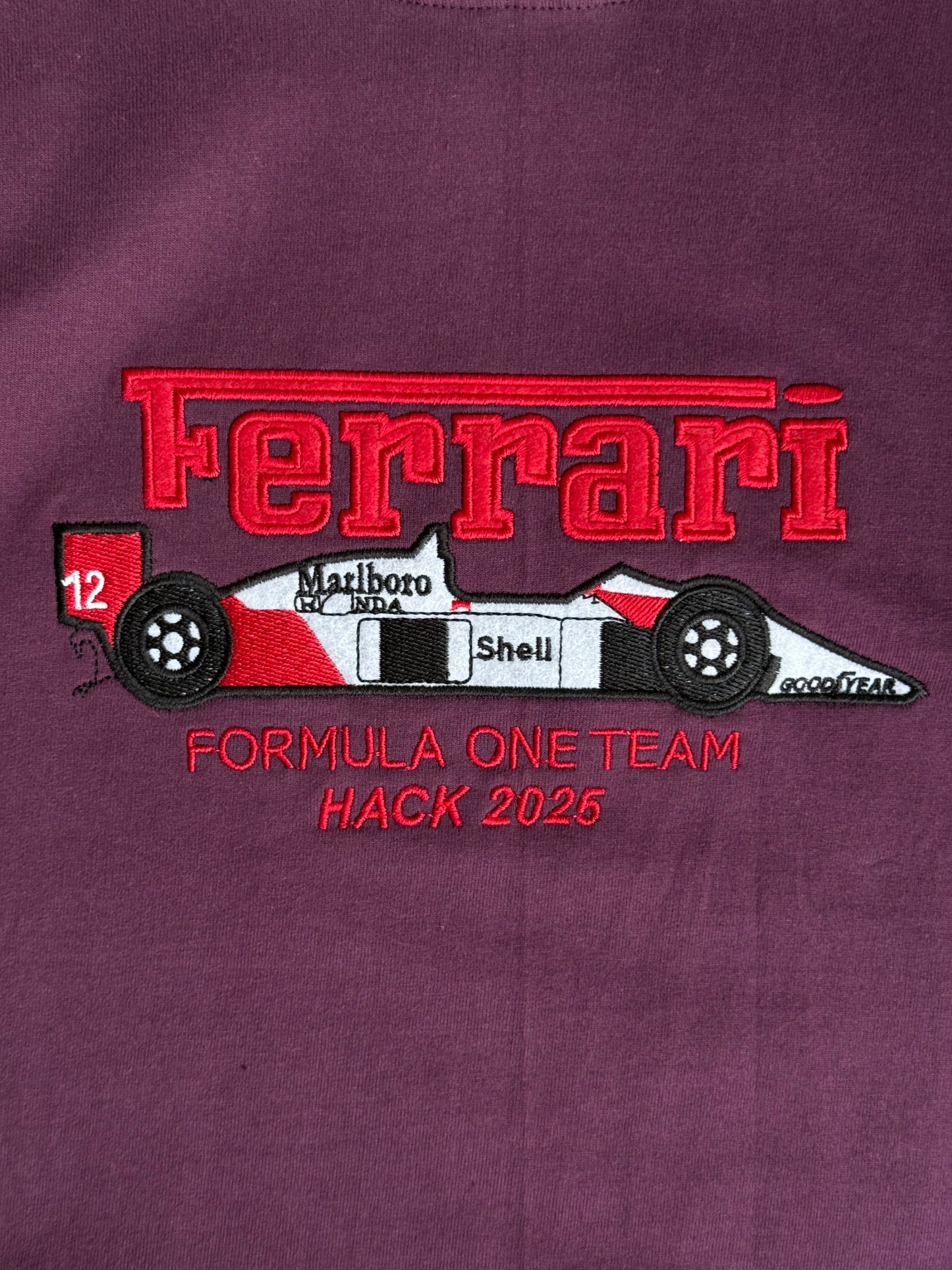 PURPLE FERRARI EMBROIDERED OVERSIZED TSHIRT