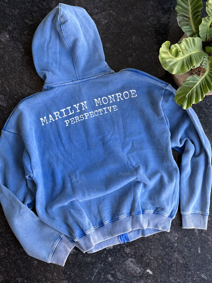 BLUE US DEFENCE HOODED ACID WASH ZIPPER