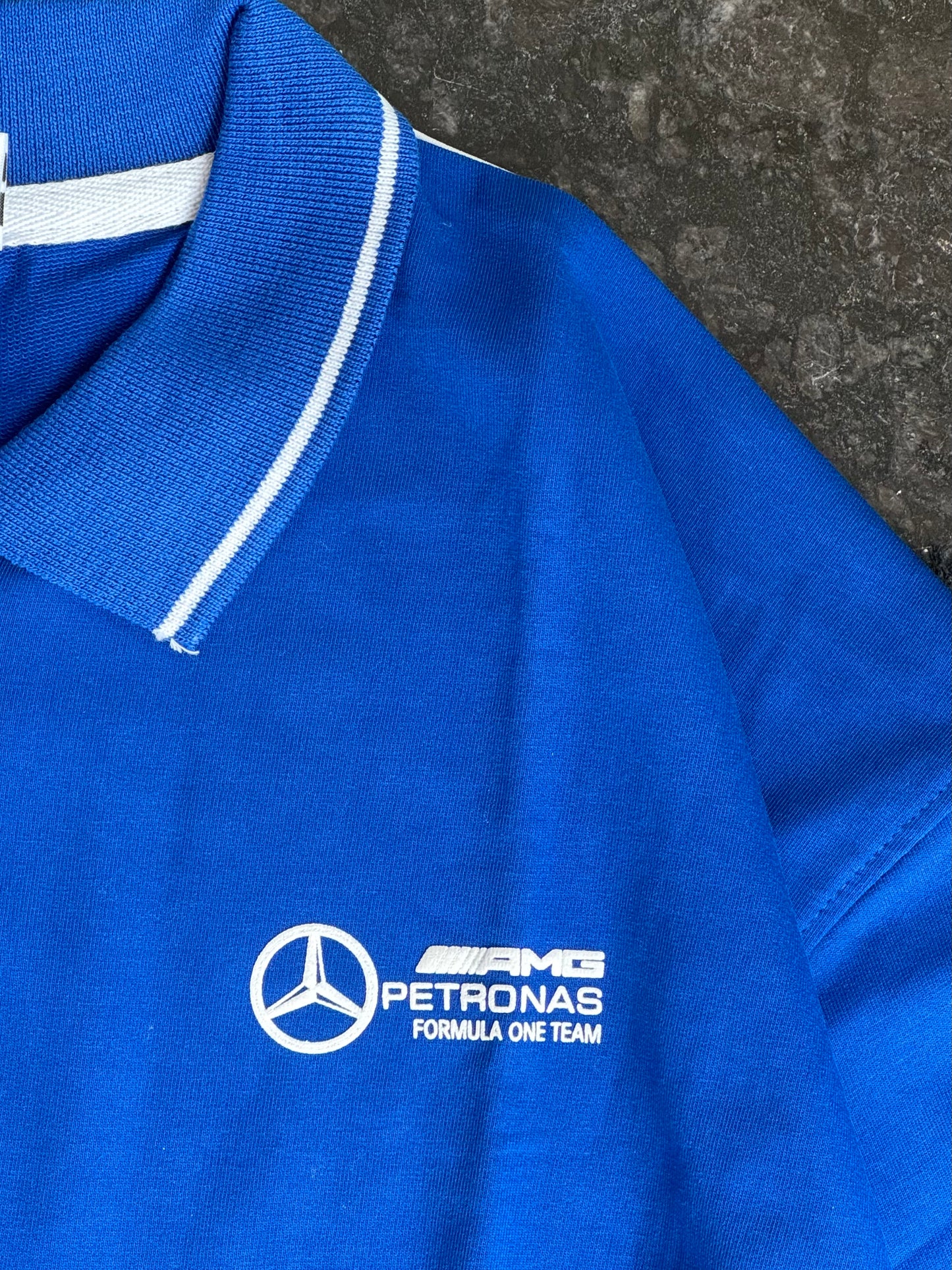 BLUE PUMA MERCEDES ZIPPER POLO TSHIRT