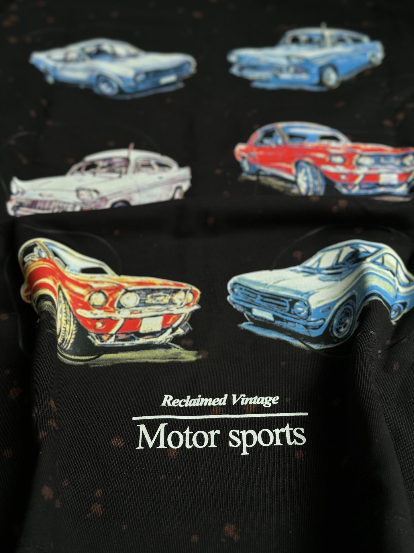 BLACK VINTAGE CARS PRINT TSHIRT