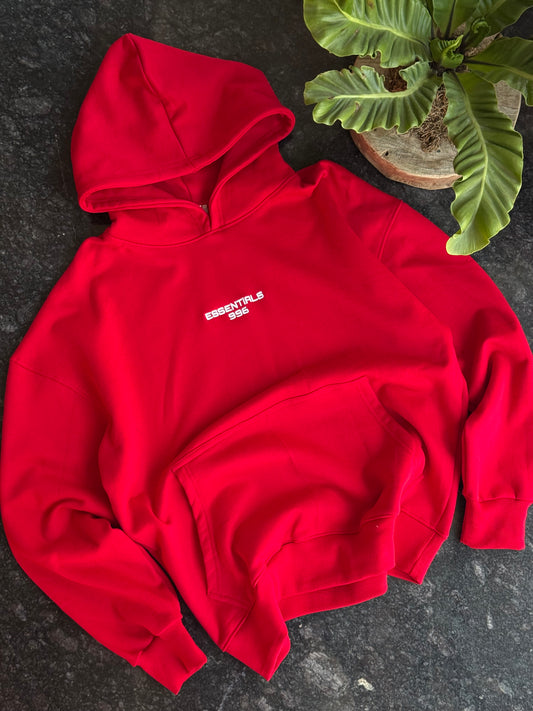 RED ESSENTIAL OVERSIZE HOODIE