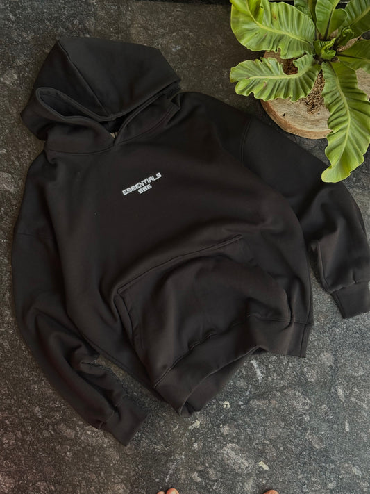 BLACK ESSENTIAL OVERSIZE HOODIE