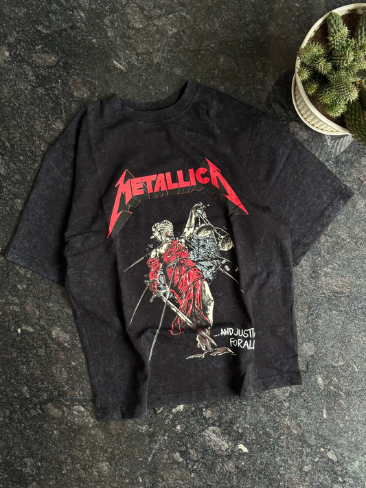 BLACK METALLICA ACID WASH TSHIRT
