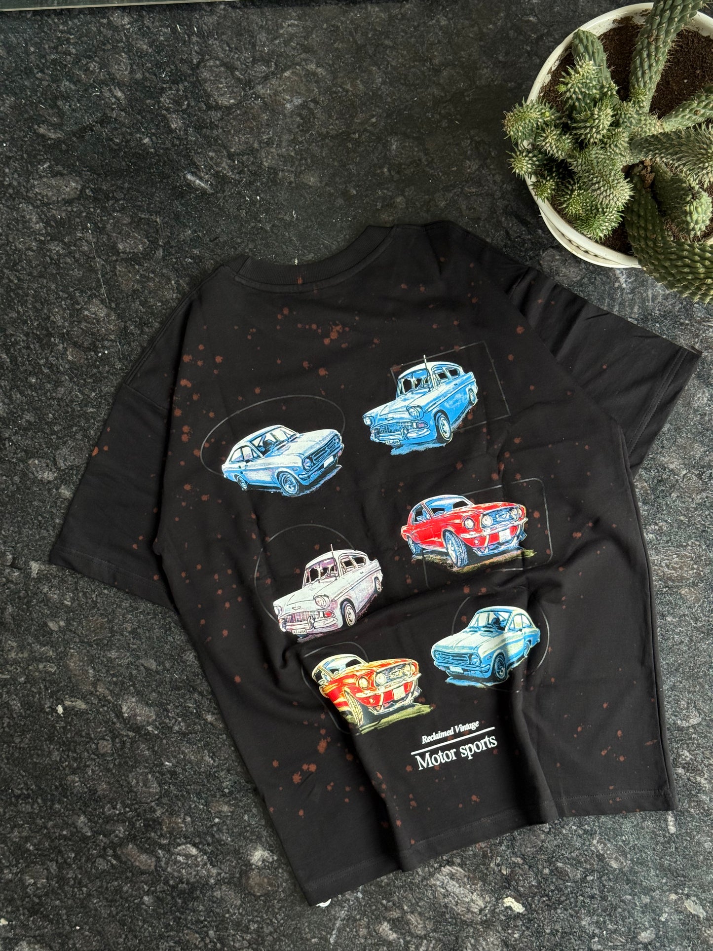 BLACK VINTAGE CARS PRINT TSHIRT