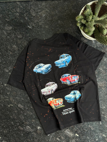 BLACK VINTAGE CARS PRINT TSHIRT