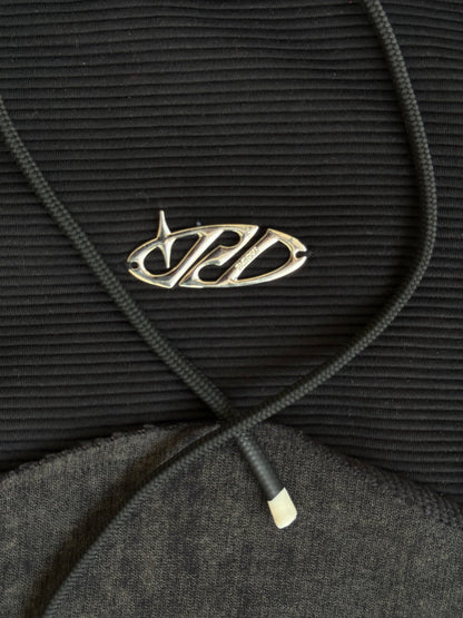 IMPORTED BLACK PATCHWORK HOODIE