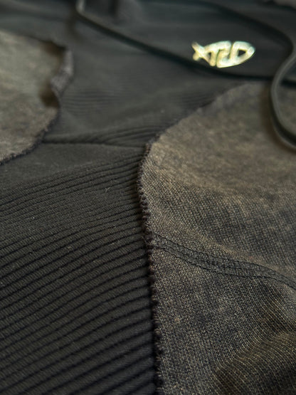 IMPORTED BLACK PATCHWORK HOODIE