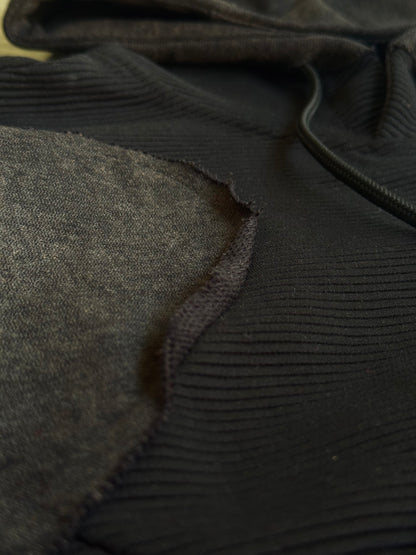 IMPORTED BLACK PATCHWORK HOODIE