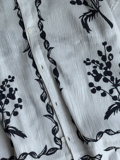 Oversized White floral handblock shirt