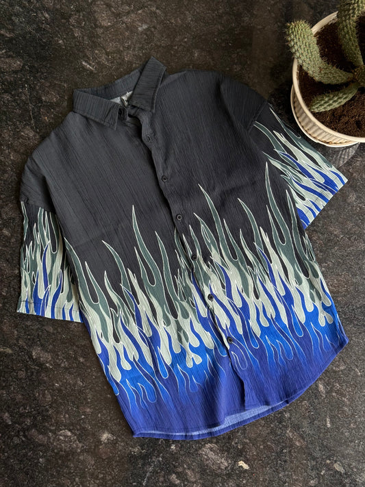 Oversized Blue flame shirt