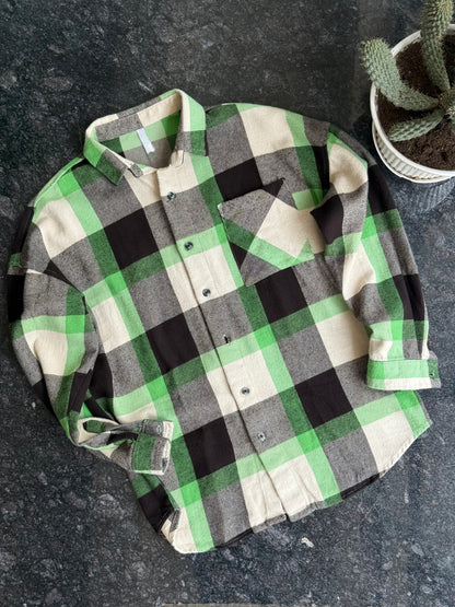 Green checkered patchwork Overshirt