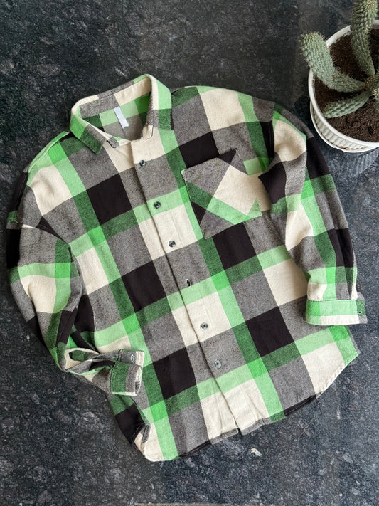 Green checkered patchwork Overshirt