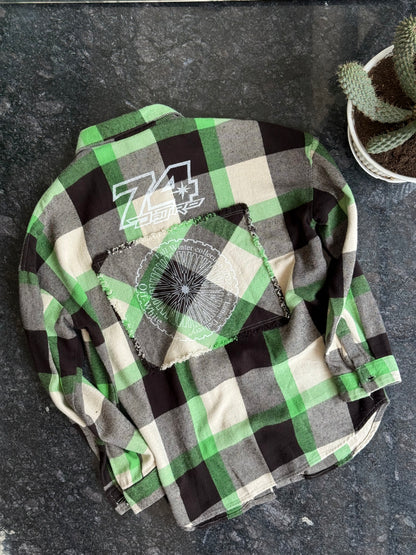 Green checkered patchwork Overshirt