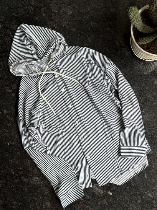B&W Striped Shirt with Hood