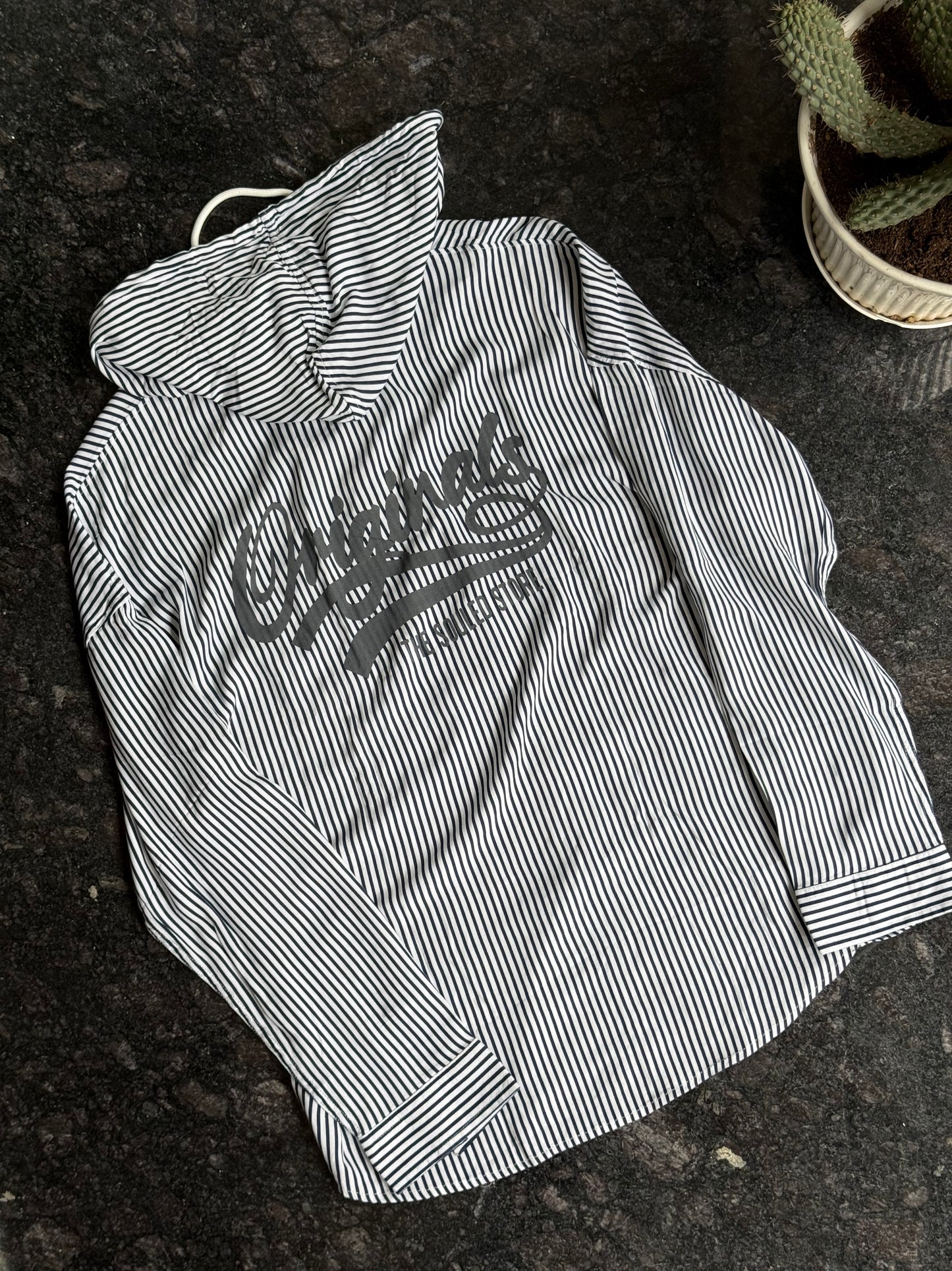 B&W Striped Shirt with Hood