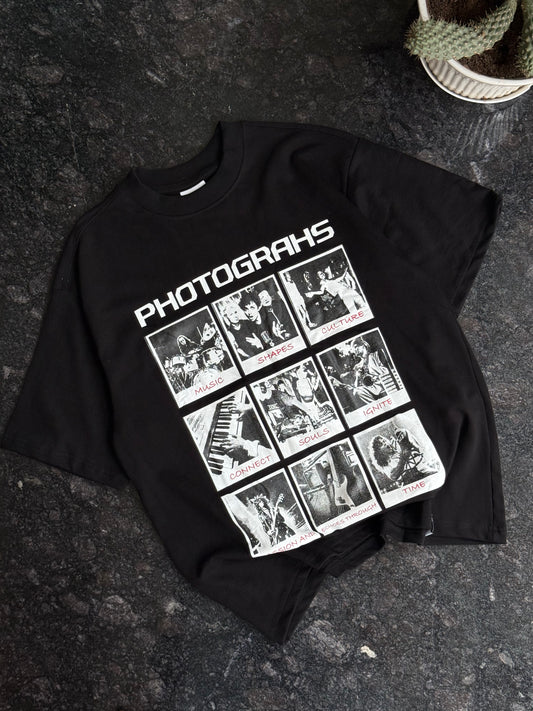 BLACK PHOTOGRAPHS FRONT/BACK PRINT TSHIRT