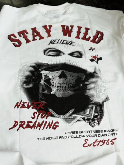 WHITE STAY WILD GRAPHIC TSHIRT
