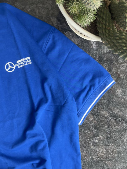 BLUE PUMA MERCEDES ZIPPER POLO TSHIRT